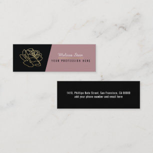 Cartão De Visita Mini rosa, elegante profissional floral feminino