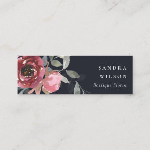 CARTÃO DE VISITA MINI ROSA FLORAL DE ÁGUA NEGRO VERMELHO NEGRO