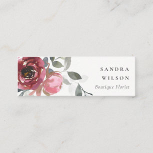 CARTÃO DE VISITA MINI ROSA FLORAL ELEGANTE VERMELHO BURGUNDY