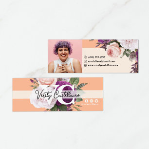 Cartão De Visita Mini Rosas Florais Vintage Boutique Pêssego Foto Pessoa