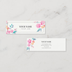 Cartão De Visita Mini Rosas simples pintados em aquarela