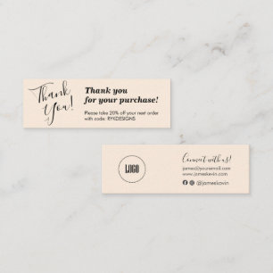 Cartão De Visita Mini roteiro de caligrafia elegante carta de agradecime