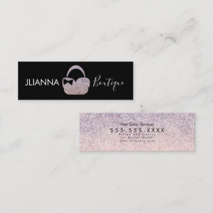 Cartão De Visita Mini Roupas da Faux Glitter Boutique Preto Branco