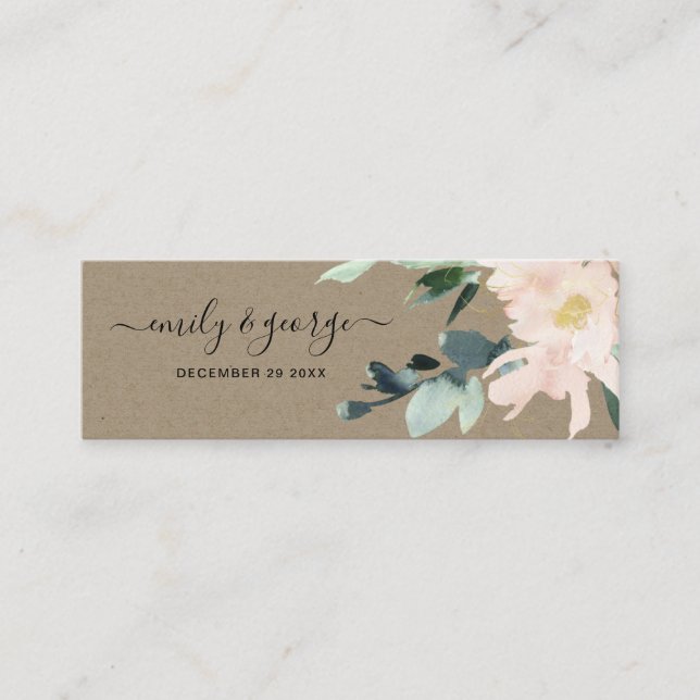 CARTÃO DE VISITA MINI RUSTIC BLUSH FLORAL BUNCH WEDDING RSVP (Frente)