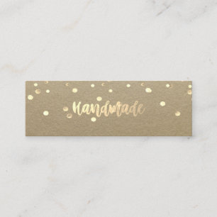Cartão De Visita Mini Rustic Kraft, Confetti Dourado, artesanal