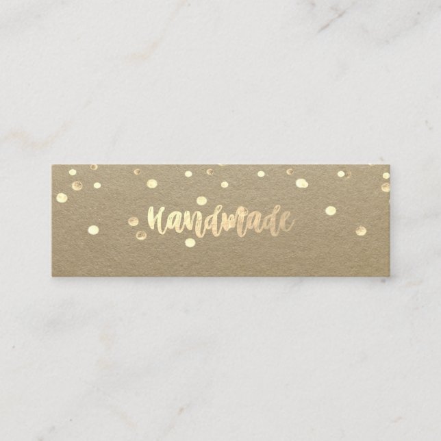 Cartão De Visita Mini Rustic Kraft, Confetti Dourado, artesanal (Frente)