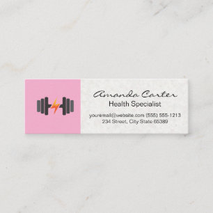 Cartão De Visita Mini Saúde   Logotipo de haltere   Fitness