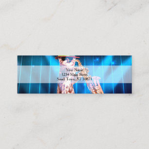 Cartão De Visita Mini Saxofonista de Gato Bonito