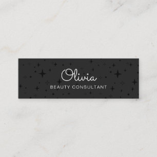 Cartão De Visita Mini Script de Assinatura - Preto Stars Mini Cartão de 
