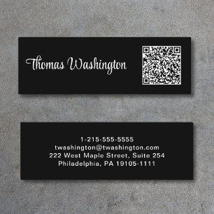 Cartão De Visita Mini Script de Na moda de código de QR profissional mín