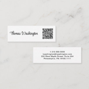 Cartão De Visita Mini Script de Na moda de Código de QR Profissional Mín