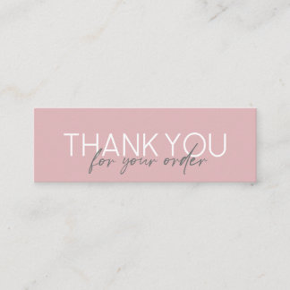 Cartão De Visita Mini Script Manuscrito Simples Obrigado Rosa