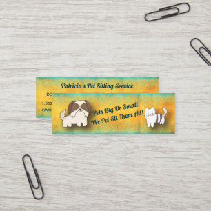 Cartão De Visita Mini Serviço Moderno de Passeador de Cães e Babá de Gat