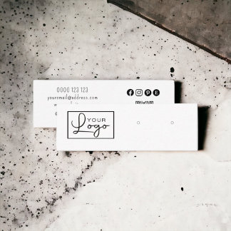 Cartão De Visita Mini Seu logotipo mostrando o código QR da mídia social