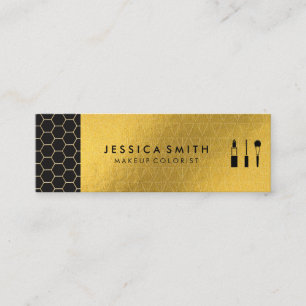 Cartão De Visita Mini Shimmer Geométrico Dourado Curva hexa MUA