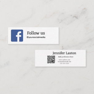 Cartão De Visita Mini siga-nos facebook username social media add QR
