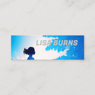 Cartão De Visita Mini silhueta feminina com fundo azul macio