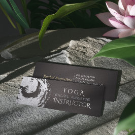 Cartão De Visita Mini Símbolo do instrutor de meditação Yoga Black Silve
