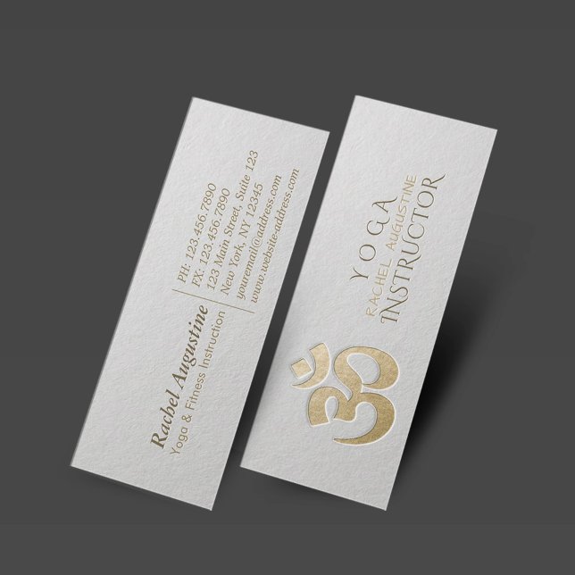 Cartão De Visita Mini Símbolo OM embutido branco e Dourado - Instrutor Y (Criador carregado)