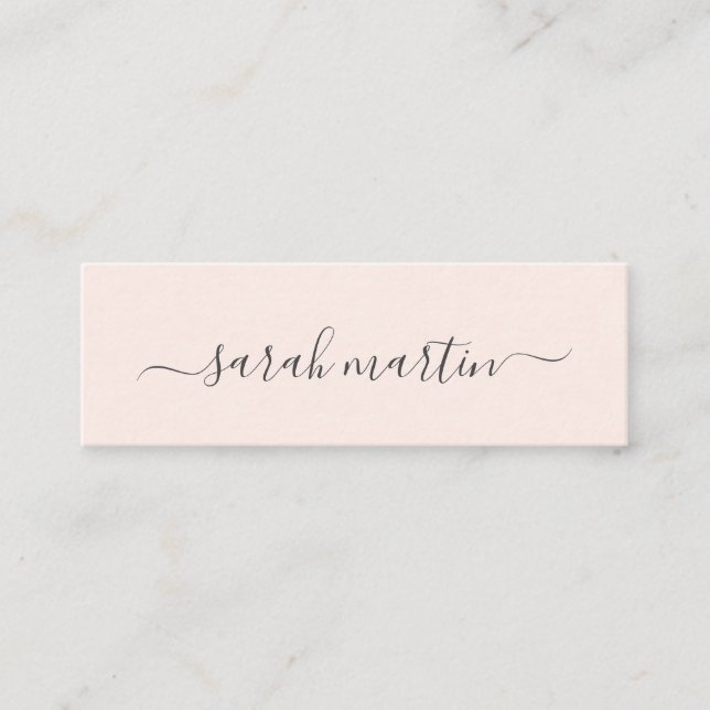 Cartão De Visita Mini Simple Modern Beauty Salon Blush Pink Elegant (Frente)