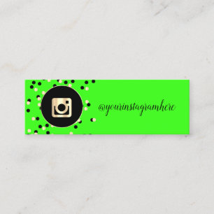 Cartão De Visita Mini Simple Moderno, Pontos, Instagram Verde Neon Doura