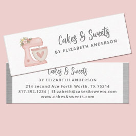 Cartão De Visita Mini Simple Pink Floral Cake Mixer Bakery