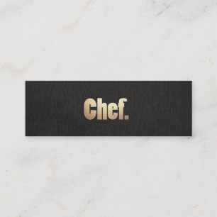 Cartão De Visita Mini Simples chef Preto Preto Preto Preto e Dourado