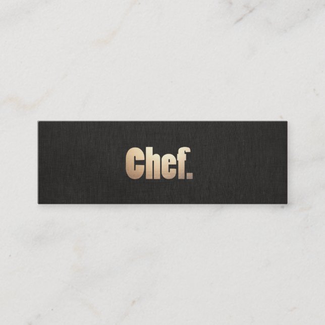 Cartão De Visita Mini Simples chef Preto Preto Preto Preto e Dourado (Frente)