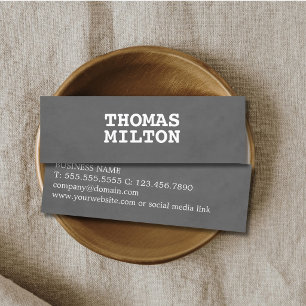 Cartão De Visita Mini Simples Elegante Cinza Branco Consultor Networking
