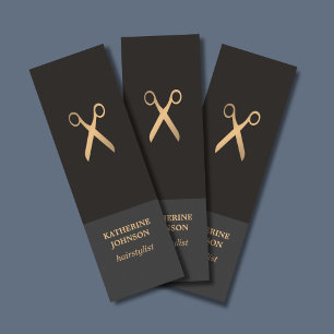 Cartão De Visita Mini Simples Elegante Escuro Escuro Faux Dourado Lista