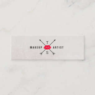 Cartão De Visita Mini Simples Elegante Makeup Artista Red Kissing Lábios