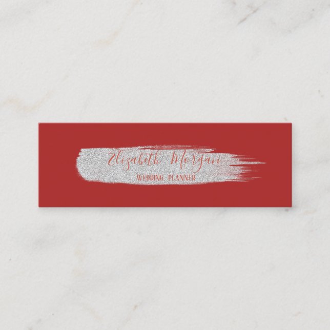 Cartão De Visita Mini Simples Moderno,Traço De Pincel De Lata De Prata,V (Frente)