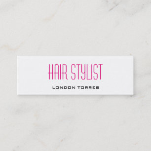 Cartão De Visita Mini Skinny Modern Simples Pink White Hair Stylist