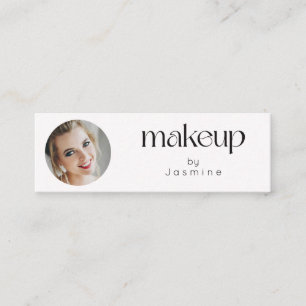 Cartão De Visita Mini Slim White Clean Beauty Professional MUA Foto Qr
