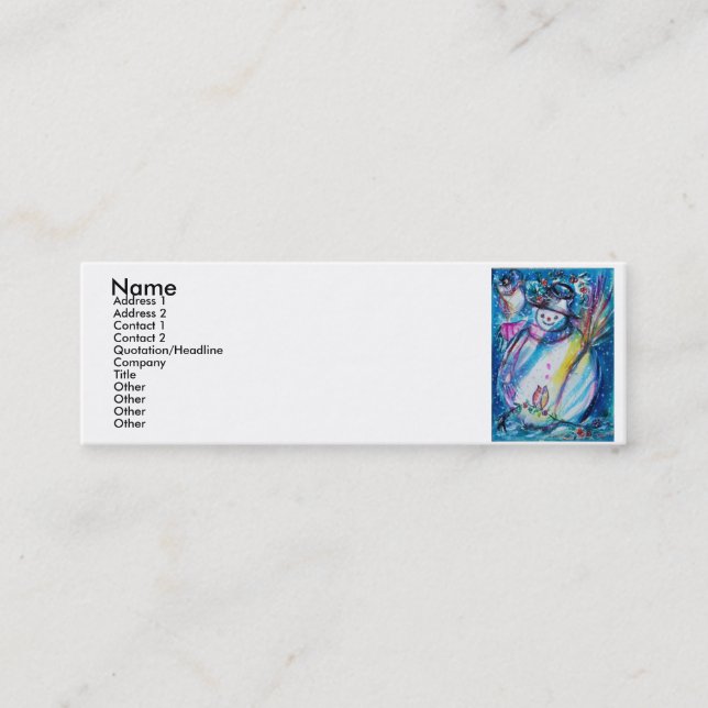 CARTÃO DE VISITA MINI SNOWMAN COM OWL (Frente)