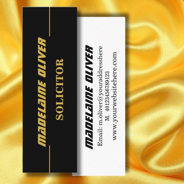 Cartão De Visita Mini Solicitador de Inteligência Elegante Moderno Preto (Criador carregado)