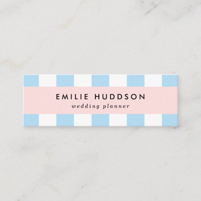 Cartão De Visita Mini Stripes Azuis, Listras Brancas, Padrão Stripe (Frente)