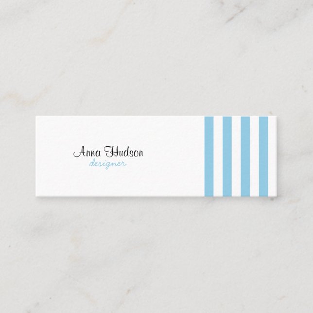 Cartão De Visita Mini Stripes Azuis, Listras Brancas, Padrão Stripe (Frente)