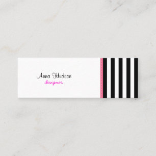 Cartão De Visita Mini Stripes Negras e Brancas, Padrões Strike, Linhas