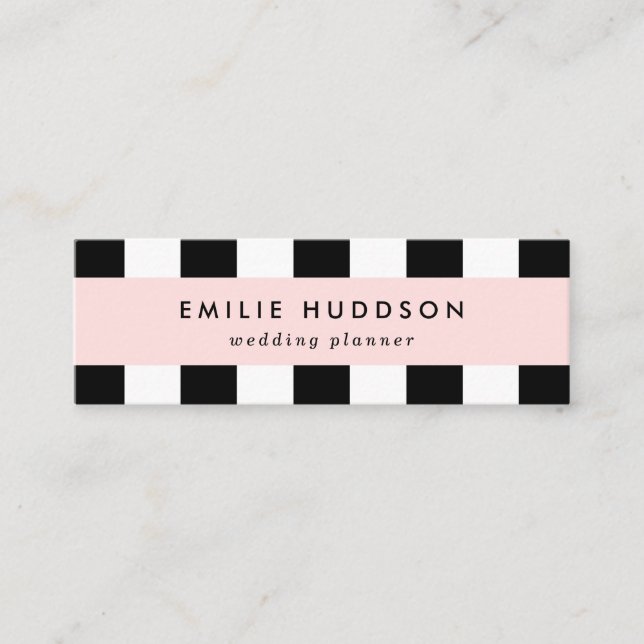 Cartão De Visita Mini Stripes Negras e Brancas, Padrões Strike, Linhas (Frente)