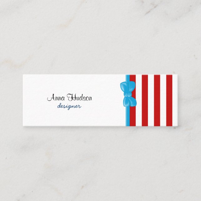 Cartão De Visita Mini Stripes Vermelhas, Stripes Brancas, Padrões Stripe (Frente)