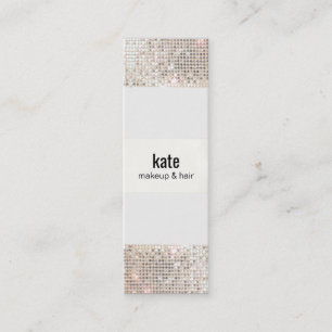 Cartão De Visita Mini Stylist do Cabelo de Sequência Salon Faux Silver