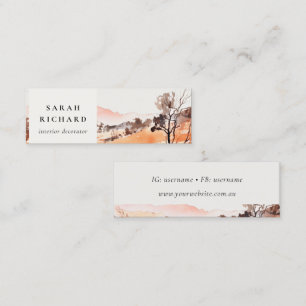 Cartão De Visita Mini Sutle Blush Laranja Aquarela Woods Montanha 