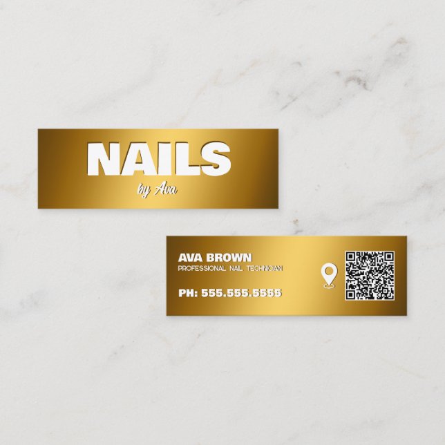 Cartão De Visita Mini Técnico Nail Google Maps QR (Frente/Verso)