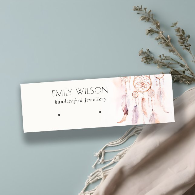 Cartão De Visita Mini Tela Chic Boho Dreamcatcher Watercolor (Criador carregado)