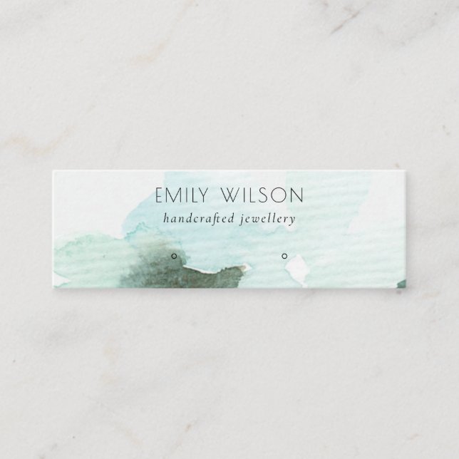 Cartão De Visita Mini Tela de abertura do Abstrato Floral Azul Aqua (Frente)