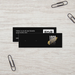 Cartão De Visita Mini Tela do logotipo preto simples com código QR
