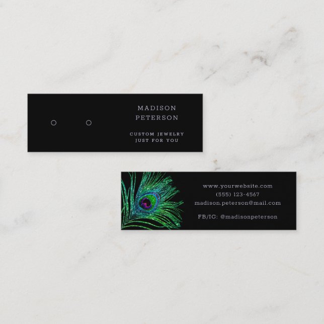 Cartão De Visita Mini Tela moderna Glitter Feather Jewelry Earring (Frente/Verso)