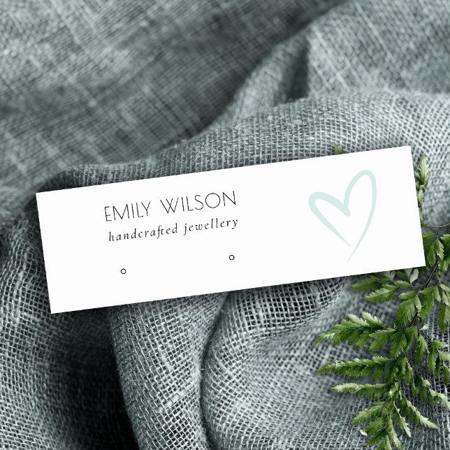 Cartão De Visita Mini Tela Simples Elegante Blue Heart Stud Earring (Criador carregado)