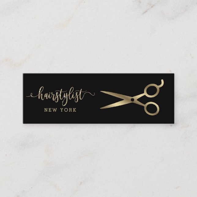 Cartão De Visita Mini tesoura de folha de ouro elegante (Frente)